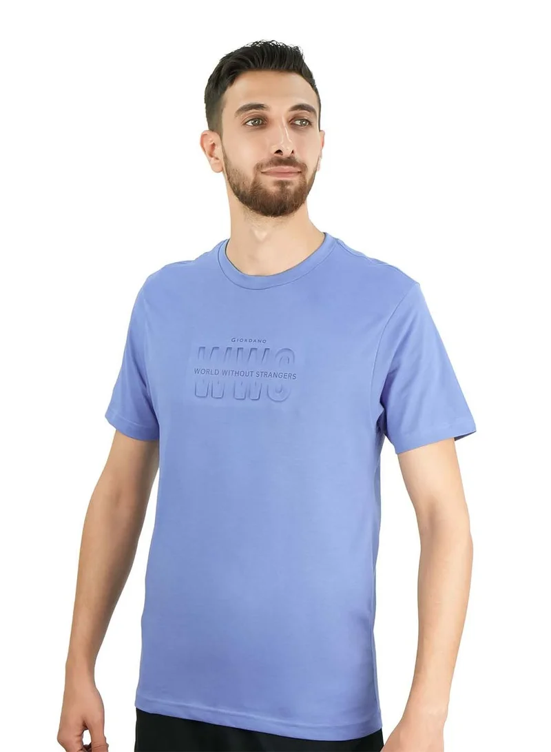 Men's World Without Strangers Print Tee - Slim Fit, Crew Neck, Cotton