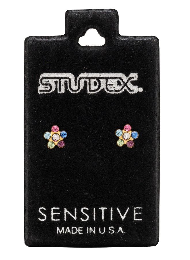 ستوديكس حلق الأذن ديزي قوس قزح مطلي بالذهب الخالص24  قيراط - Image 5