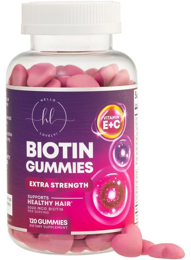 Hello Lovely! Hair Growth Vitamins for Women - Hair, Skin & Nails Gummy with Biotin 5000mcg, Vitamins E & C & Zinc, Thicker, Stronger & Beautiful Hair, Hair Vitamin Supplement for Women & Men, Non-GMO - 120 Gummies 