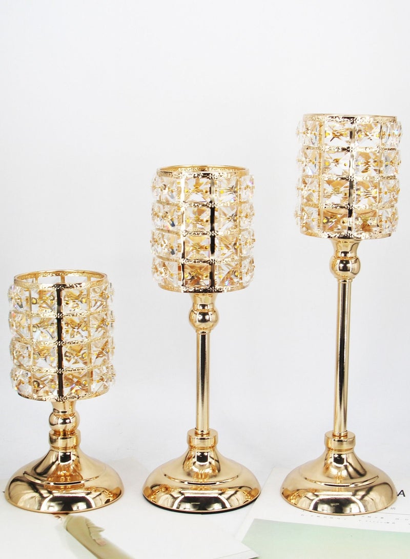 3-Pack Crystal Candle Holders Home Decor Gifts - Image 1