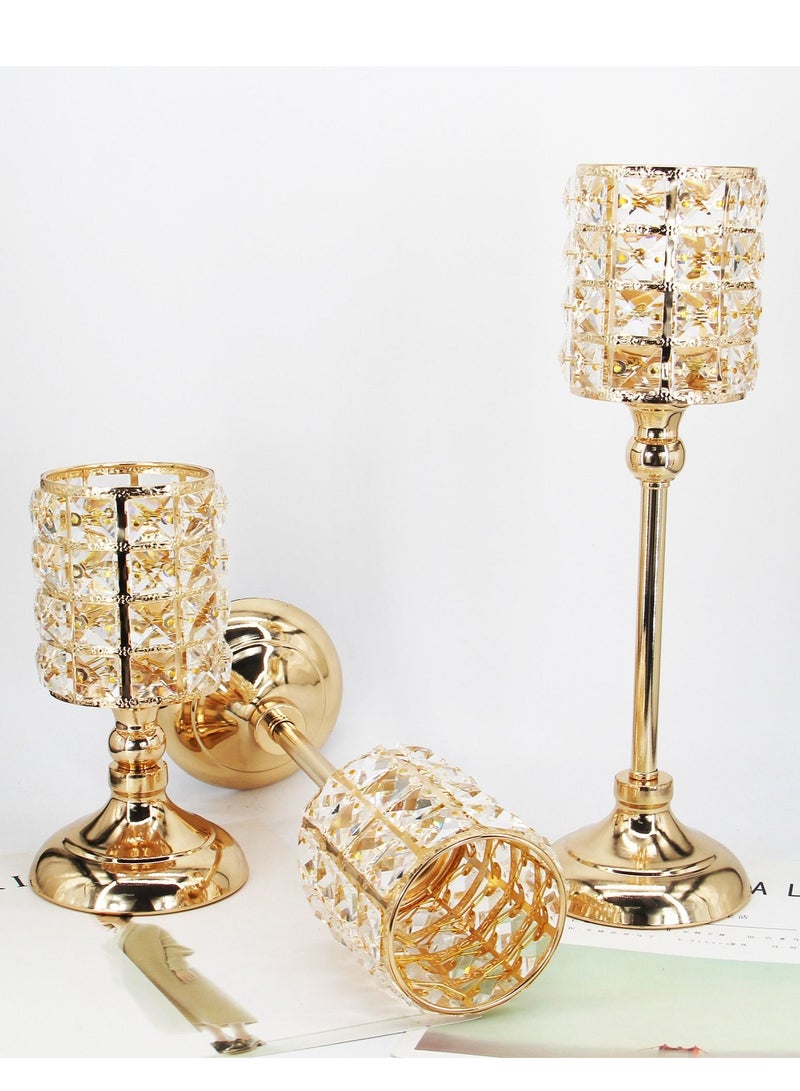 3-Pack Crystal Candle Holders Home Decor Gifts - Image 2