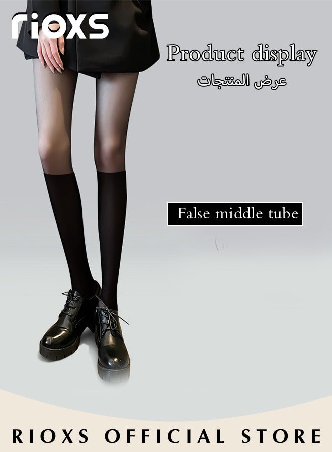ريوكس ثلاثة أزواج من الجوارب النسائية النحيفة طماق رقيقة بخصر عالي جوارب حريرية ناعمة مريحة غير شفافة طويلة  - Image 3