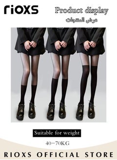 RIOXS Women's 3 Pairs Thin Tights Opaque High Waisted Black Sheer Leggings Ultra-Thin Soft Stocking Pantyhose Hollow Stocks  - Image 5