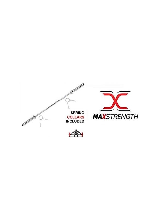 Max Strength Olympic Barbell Bar Set 5 Foot /150 cm Bar with Two Spring Collars Fits 2 Inches - Image 2