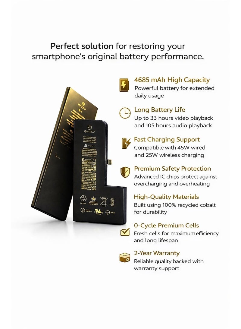 ايڤولت بطارية إيفولت بريميوم بديلة لهاتف آيفون 16 برو ماكس - بطارية ليثيوم أيون عالية السعة 4685 مللي أمبير مع ضمان لمدة عامين - Image 4