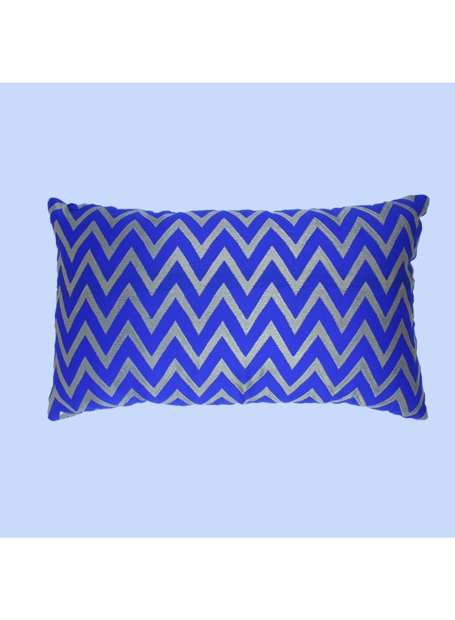 BYFT Orchard Cushion Cover 12 x 20 inch (Zig Zag Design - Royal Blue) 30 x 50 cm Luxury Decorative Cushion Cover for Sofa, Bed & Living Room- Set of 2 without inserts - Image 3