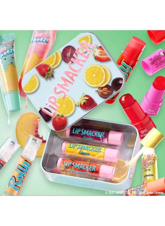 Lip Smacker Nostalgia Lip Balm Trio Tin, Original & Best Flavors, Grape, Lemon, and Strawberry, Moisturizing & Hydrating Lip Care, Clear Glossy Finish, Fun & Collectible Gift Set for All Ages - Image 5