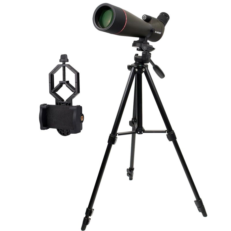 SVBONY Svbony SV13 20-60x80mm Spotting Scope, with Camera Tripod, HD Porro Prism FMC Lens Spotter Scope, IPX7 Waterproof Angled Spotting Scope with Carry Bag Phone Holder, for Bird Watching Target Shooting  - Image 1