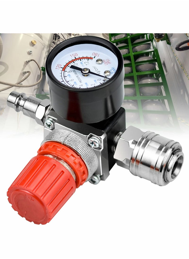 Excefore - Air Filter Regulator Compressor G1/4 Air Pressure Regulator Gauge Water Trap Filter Pressure Regulator for Compressor and Air Tools (Three-Way Valve) - Image 1