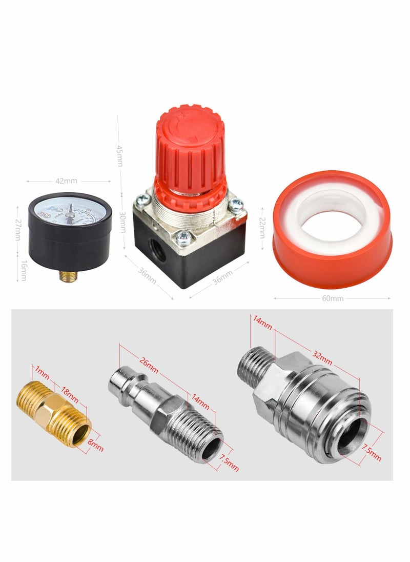 Excefore - Air Filter Regulator Compressor G1/4 Air Pressure Regulator Gauge Water Trap Filter Pressure Regulator for Compressor and Air Tools (Three-Way Valve) - Image 1