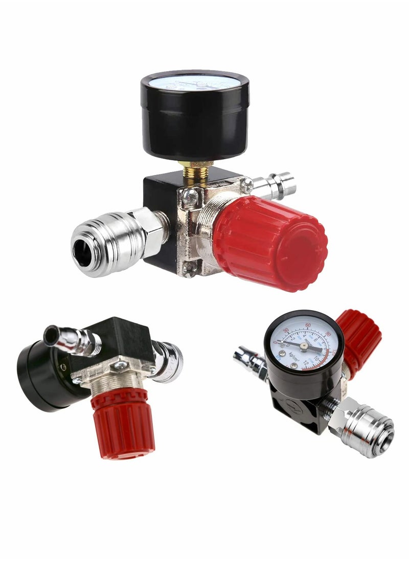 Excefore - Air Filter Regulator Compressor G1/4 Air Pressure Regulator Gauge Water Trap Filter Pressure Regulator for Compressor and Air Tools (Three-Way Valve) - Image 1