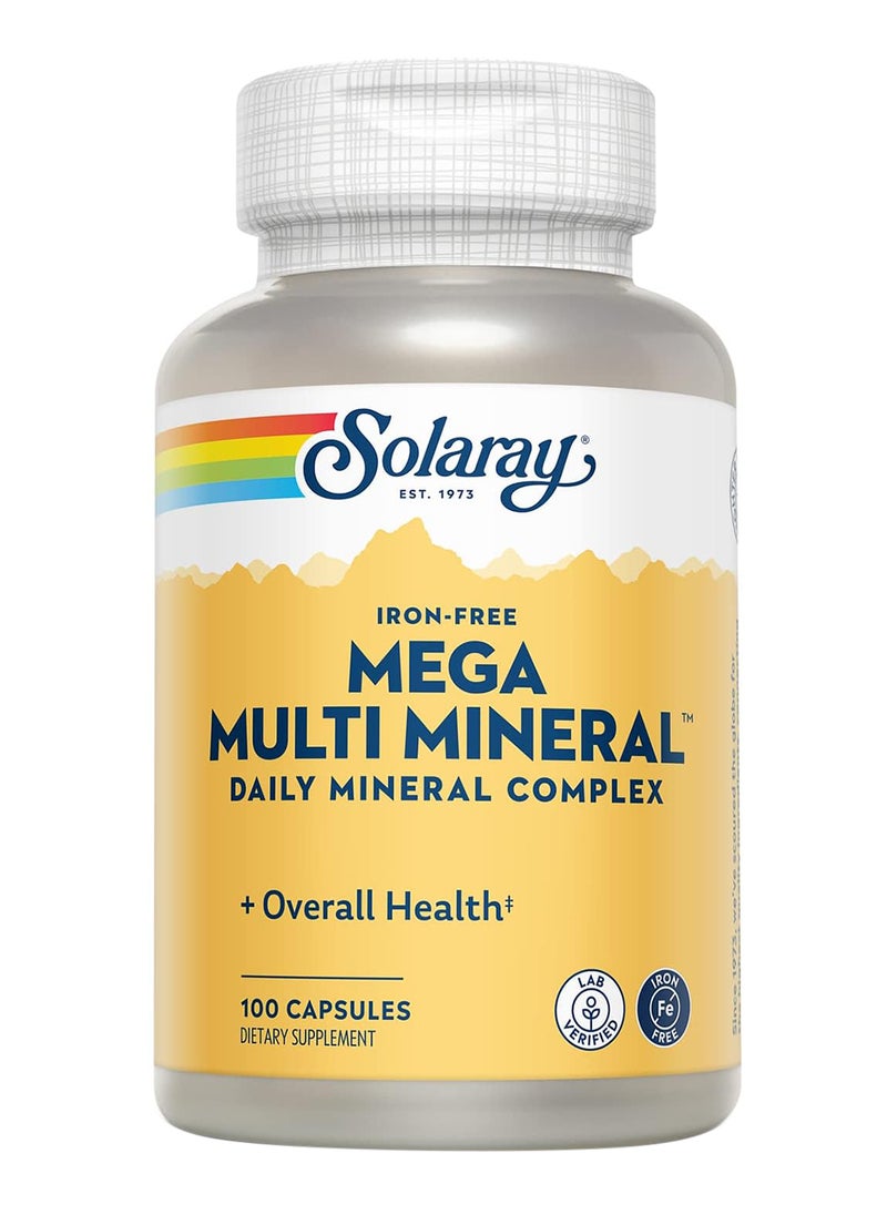 Solaray Mega Multi Mineral Iron Free 100 Capsules  - Image 1