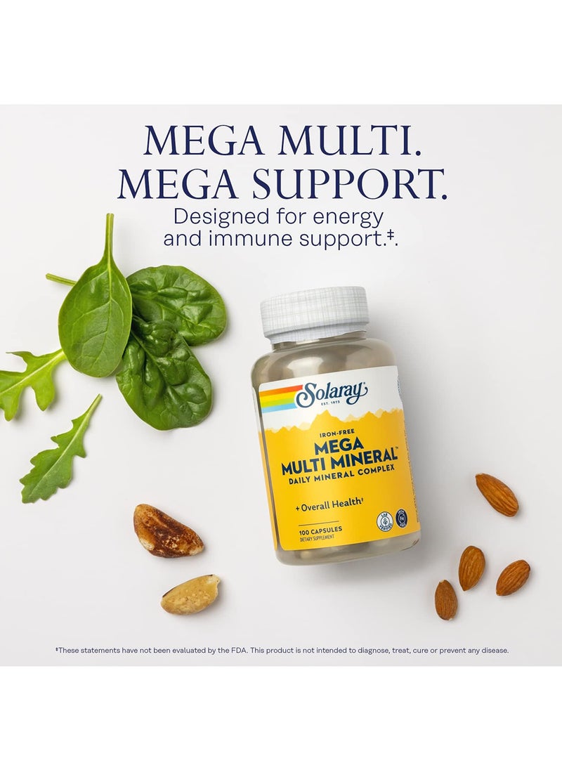 Solaray Mega Multi Mineral Iron Free 100 Capsules  - Image 3