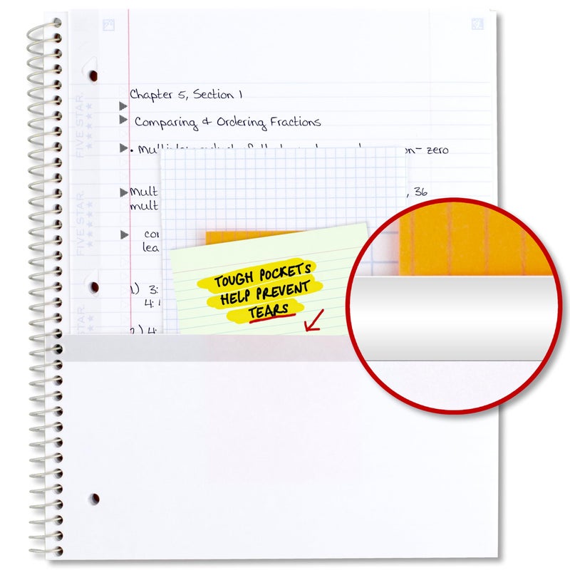 Five Star Spiral Notebook + Study App, 1 Subject, College Ruled, 8-1/2" x 11", 80 Sheets, Fights Ink Bleed, Water Resistant Covers, Organic Lines (820233F) - Image 5