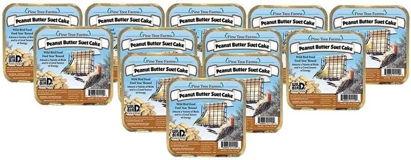 12 Pack Peanut Butter Suet Cake Wild Bird Food 12 Ounce