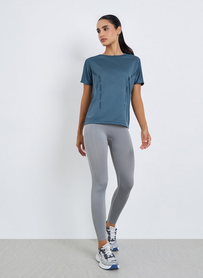 Styli Active Women Textured Reflective Striped Top - Image 2