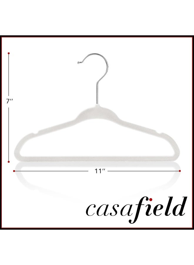 Casafield 50 Velvet Baby Hangers 11 Size for Infant Toddler Clothes Ivory - Image 1