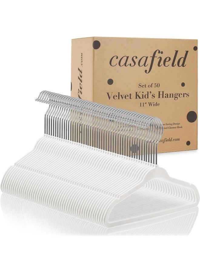 Casafield 50 Velvet Baby Hangers 11 Size for Infant Toddler Clothes Ivory - Image 4