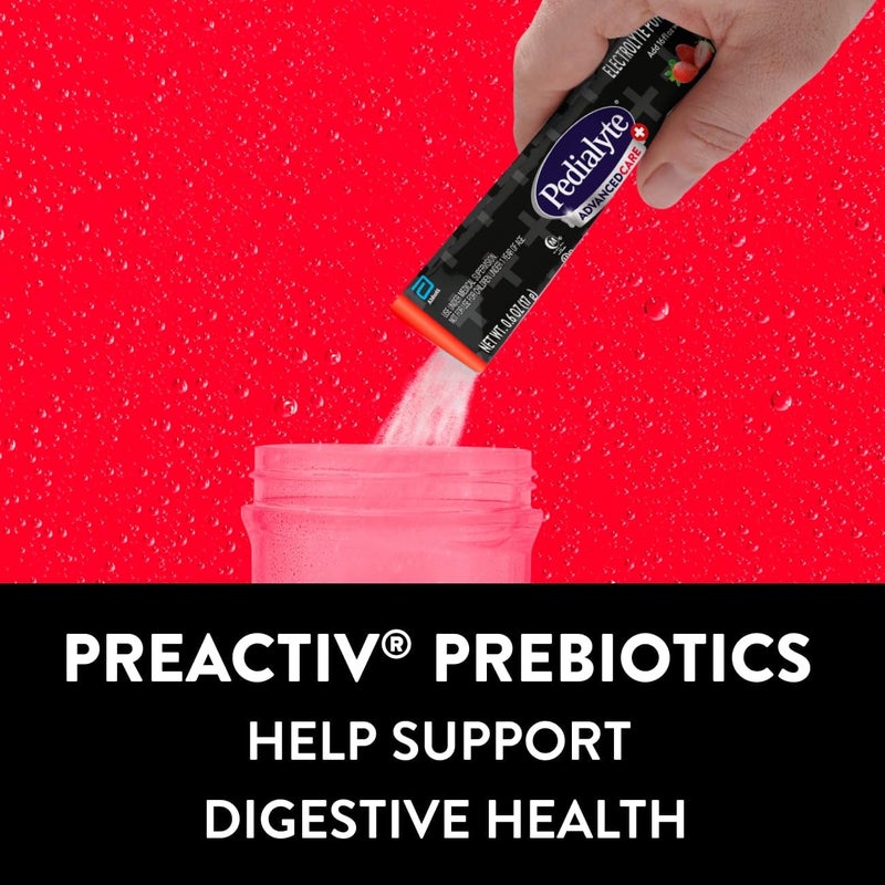 Pedialyte AdvancedCare Plus Electrolyte Powder, Has 33% More Electrolytes and PreActiv Prebiotics, Strawberry Freeze, 6 Powder Packets - Image 5