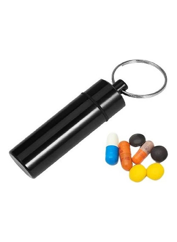 Small Pocket Pill Box Keychain Aluminum Keychain Medication Pill Box Waterproof Aluminum Alloy Pill Box Portable Medicine Case Capsule Container Bottle Holder Outdoor Pill Case Keychain - Image 1