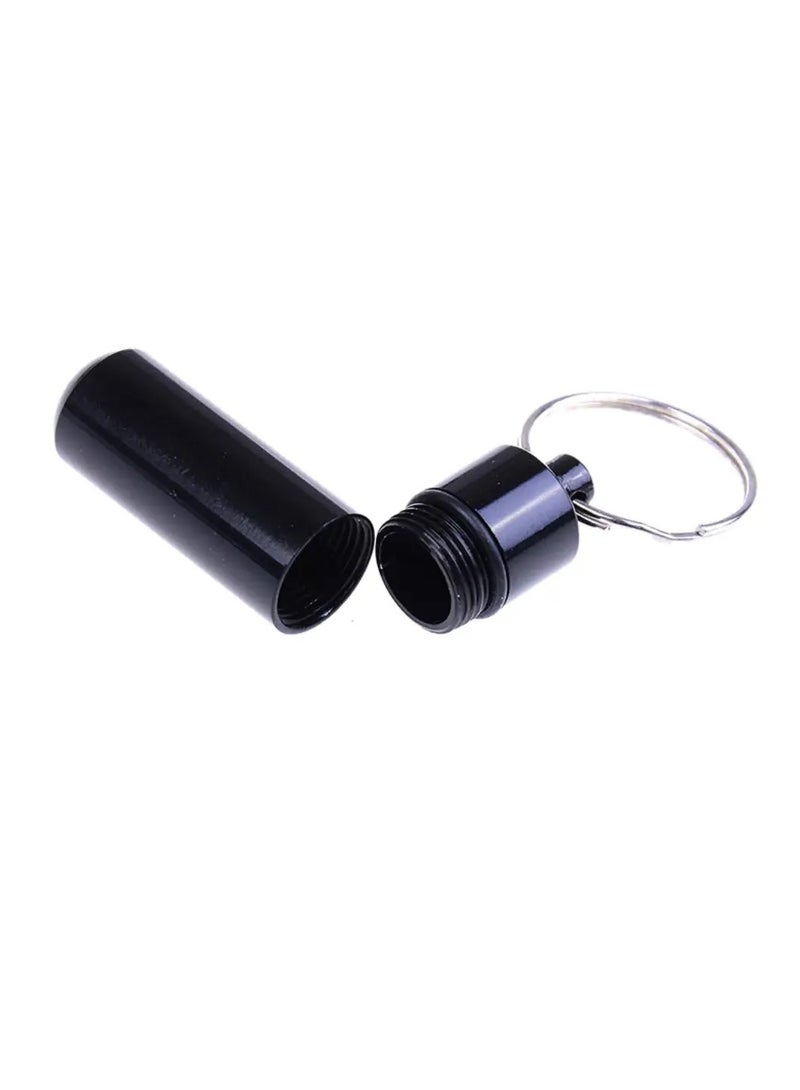 Small Pocket Pill Box Keychain Aluminum Keychain Medication Pill Box Waterproof Aluminum Alloy Pill Box Portable Medicine Case Capsule Container Bottle Holder Outdoor Pill Case Keychain - Image 2