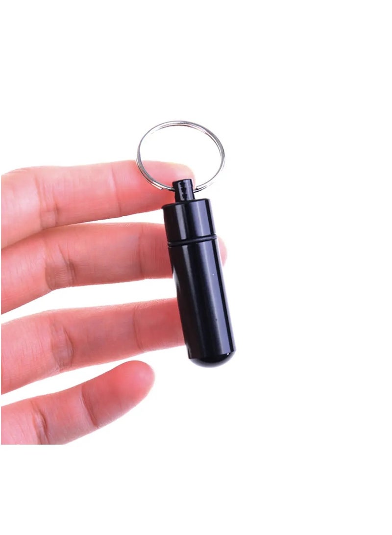 Small Pocket Pill Box Keychain Aluminum Keychain Medication Pill Box Waterproof Aluminum Alloy Pill Box Portable Medicine Case Capsule Container Bottle Holder Outdoor Pill Case Keychain - Image 3