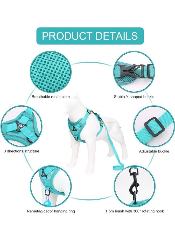 Breathable Dog and Cat Harness and Leash Set for small and medium pets, with Reflective Strips, Elastic and Buckle Dual Adjustment, Breathable and No choke