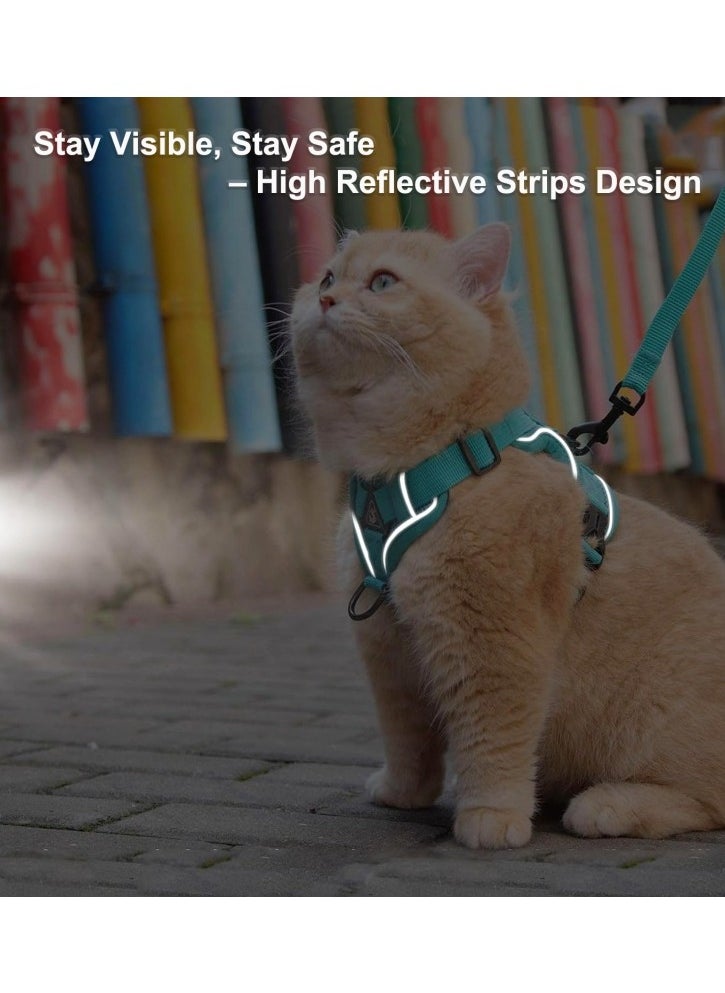 Breathable Dog and Cat Harness and Leash Set for small and medium pets, with Reflective Strips, Elastic and Buckle Dual Adjustment, Breathable and No choke