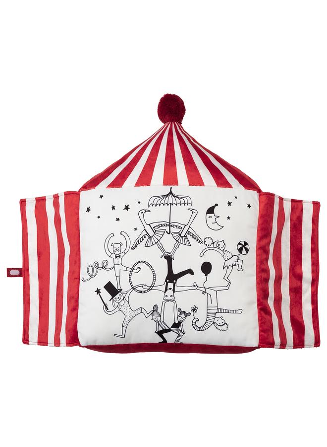 Zaboon Cushion, circus tent shape red/white, 48x37 cm - Image 1