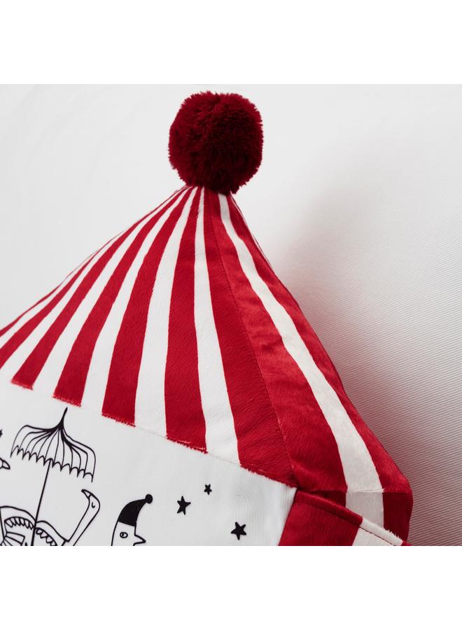 Zaboon Cushion, circus tent shape red/white, 48x37 cm - Image 4