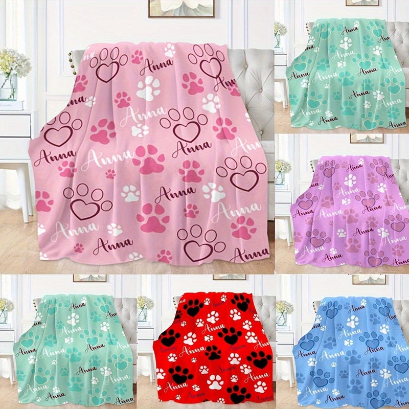 Personalized Pet Flannel Blanket with Custom Name Pink Color 80x120cm Soft Comfortable Multifunction Gift for Dog Lovers Animal Theme Modern Style All Season Polyester Fiber Machine Washable Suitable for Sofa Bed Office Camping Travel - Image 3
