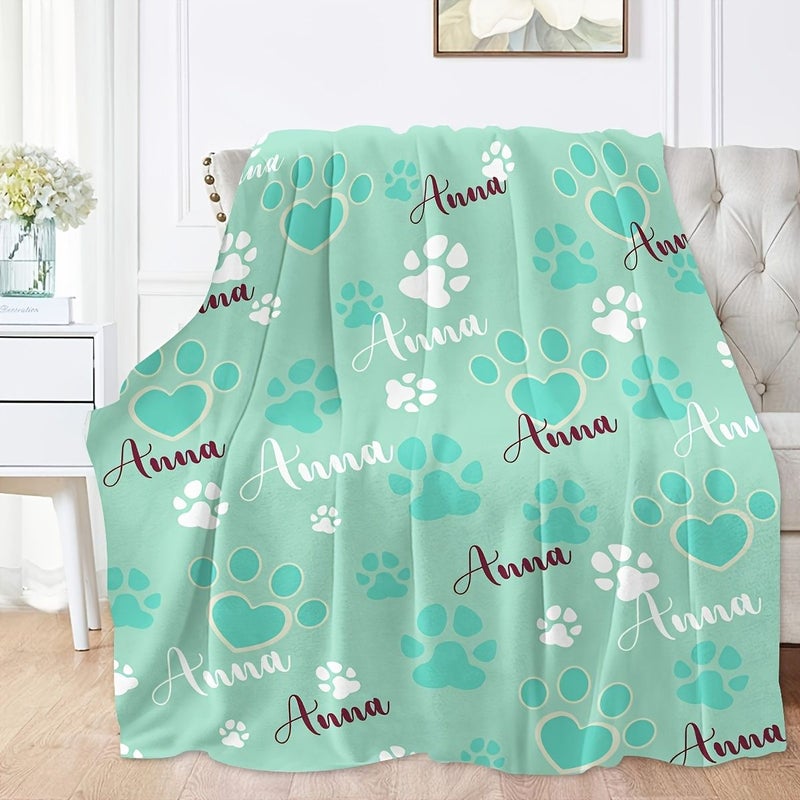 Personalized Pet Flannel Blanket with Custom Name Pink Color 80x120cm Soft Comfortable Multifunction Gift for Dog Lovers Animal Theme Modern Style All Season Polyester Fiber Machine Washable Suitable for Sofa Bed Office Camping Travel - Image 4
