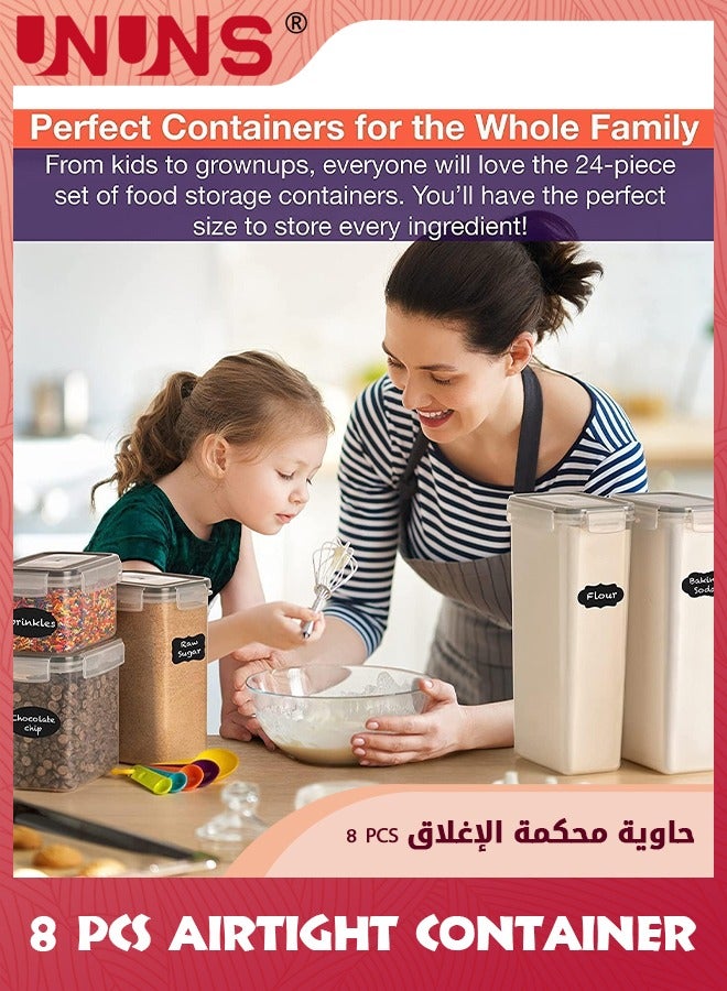 UNUNS Airtight Food Storage Container Set,8 Pcs Clear Food Storage Container With Lid,BPA-free Cereal And Snack Containers With Lables And Small Spoon For Kitchen Pantry Organization And Storage - Image 5