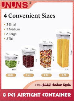UNUNS Airtight Food Storage Container Set,8 Pcs Clear Food Storage Container With Lid,BPA-free Cereal And Snack Containers With Lables And Small Spoon For Kitchen Pantry Organization And Storage  - Image 3