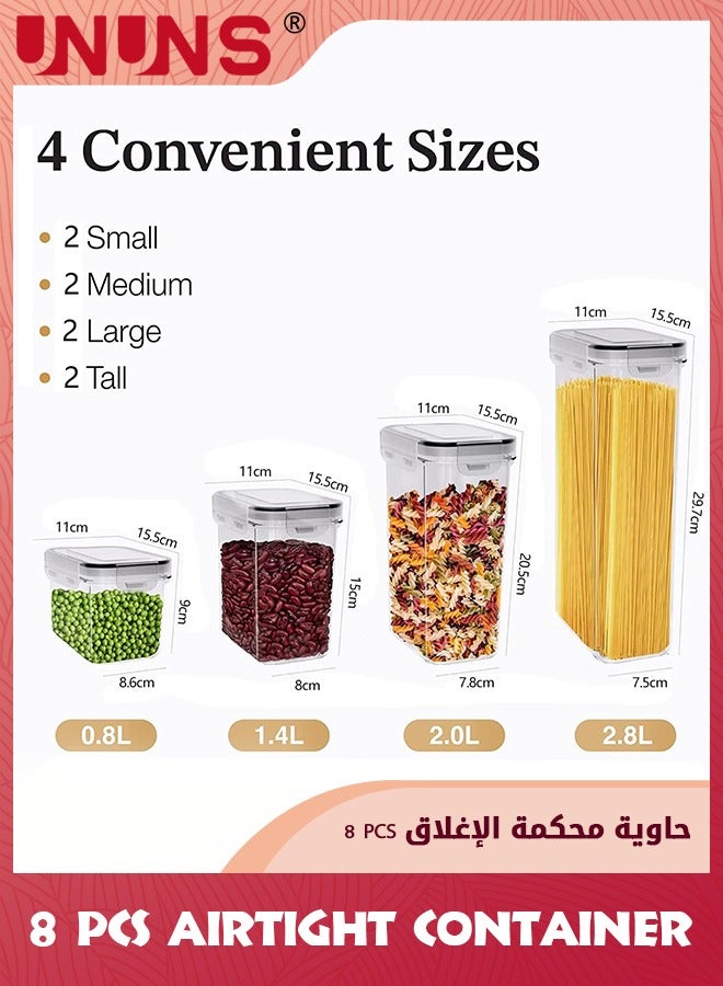 UNUNS Airtight Food Storage Container Set,8 Pcs Clear Food Storage Container With Lid,BPA-free Cereal And Snack Containers With Lables And Small Spoon For Kitchen Pantry Organization And Storage - Image 3