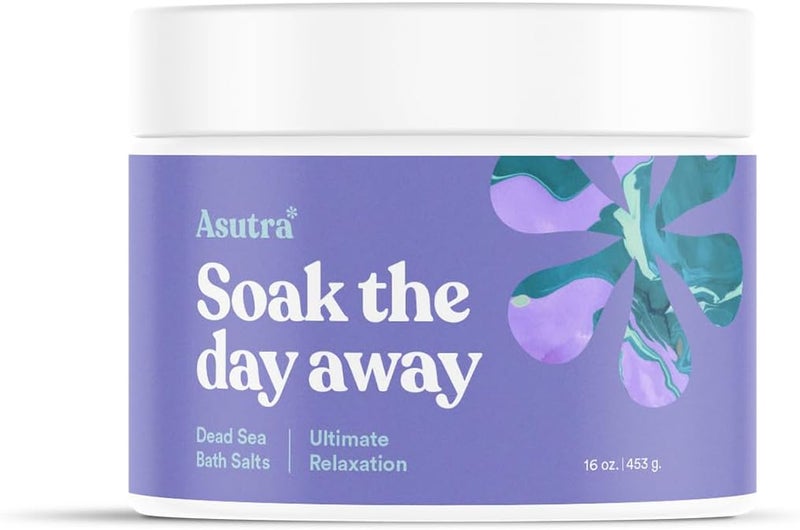ASUTRA Dead Sea Bath Salts Ultimate Relaxation 16 oz  Soak in Rich  Vital Healing Minerals  Relax  Calm Your Mood with Lavender Cedarwood  Marjoram Essential Oils