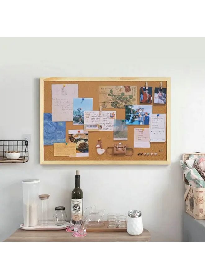 Wood Frame Cork Bulletin Board With Dry Erase Whiteboard Panel Wall Mounted 1pc - Image 4
