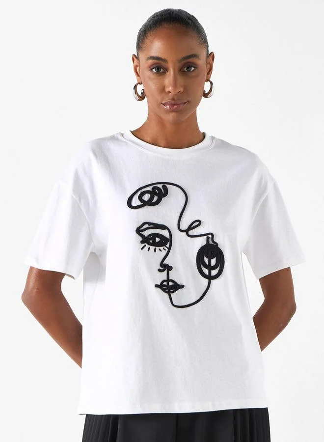 2Xtremz 2Xtremz Applique T-shirt with Crew Neck and Short Sleeves