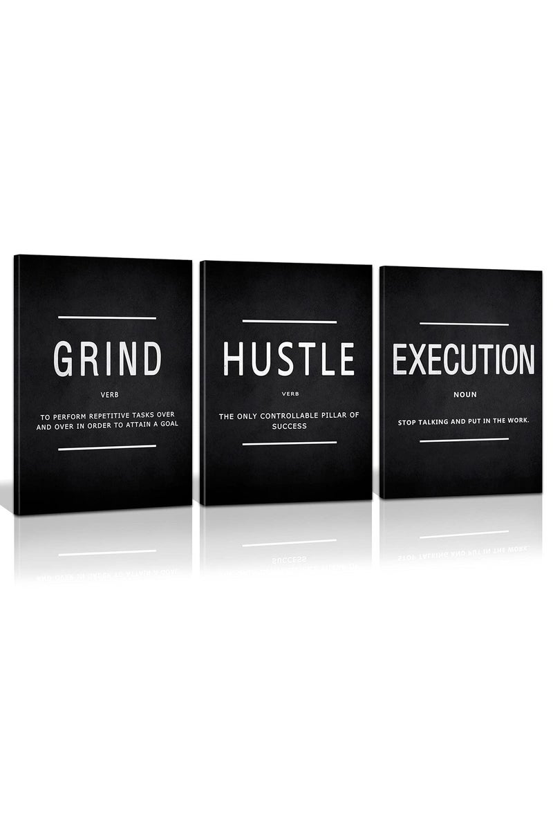 KAWAHONE Grind Hustle Execution Motivational Canvas Art - Image 1