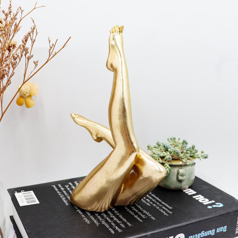 Neeenn Gold Legs Statue, Resin Abstract Art Legs Ornament, Yoga Woman Decor Sculpture, Modern Aesthetic Figurine Decoration, Suitable for Home Living Room Bedroom Office Shelf Table Desk Bookshelf Decor - Image 2