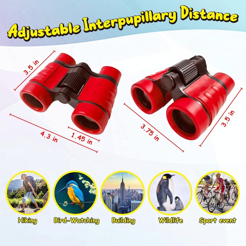 ESSENSON Binoculars for Kids Toys Gifts for Age 3-12 Years Old Boys Girls Kids Telescope Outdoor Toys for Sports and Outside Play Hiking, Bird Watching, Travel, Camping, Birthday Presents (Red) - Image 3