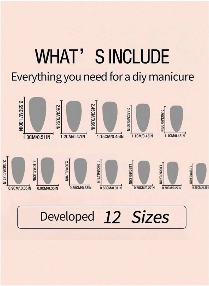 GlamKit 24-Piece Full Cover False French Tip Press on Nails,Medium  Nails Almond Glue on Nails Bow Charm Pearl Design Acrylic Nails(White) - Image 5