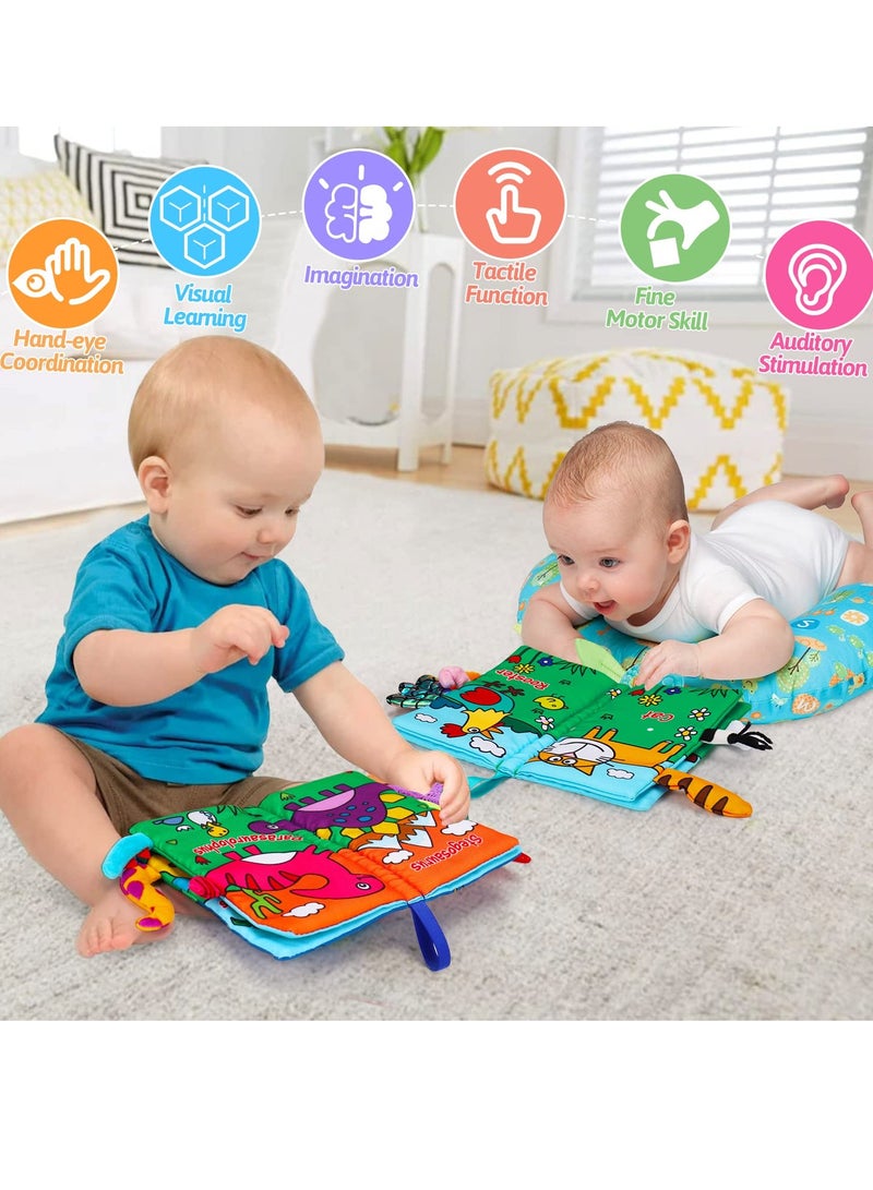KASTWAVE 2 PCS Baby Books Toys, Babies Touch and Feel Crinkle Cloth Books, 0-6 Months Interactive Sensory Baby Toys, Suitable for 0-3-6 Months Infant Newborn Baby Boy Girl Shower Gifts Set - Image 4
