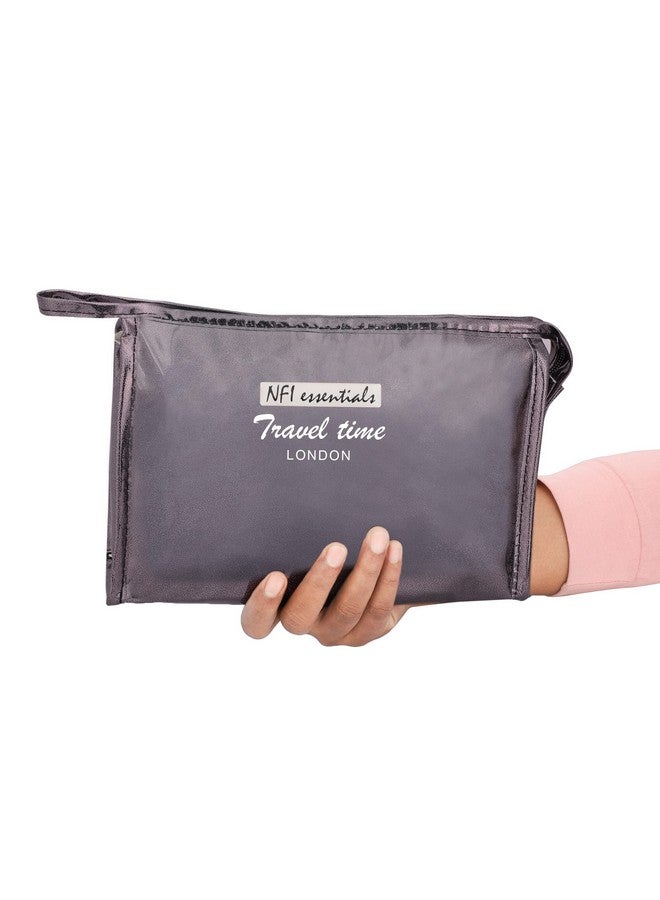 NFI essentials PU Reflective Makeup Pouch for Women, Stylish Pouches for Makeup Accessories & Travel Organiser, Cosmetic Pouch, Toiletry Make up Bag - Image 3