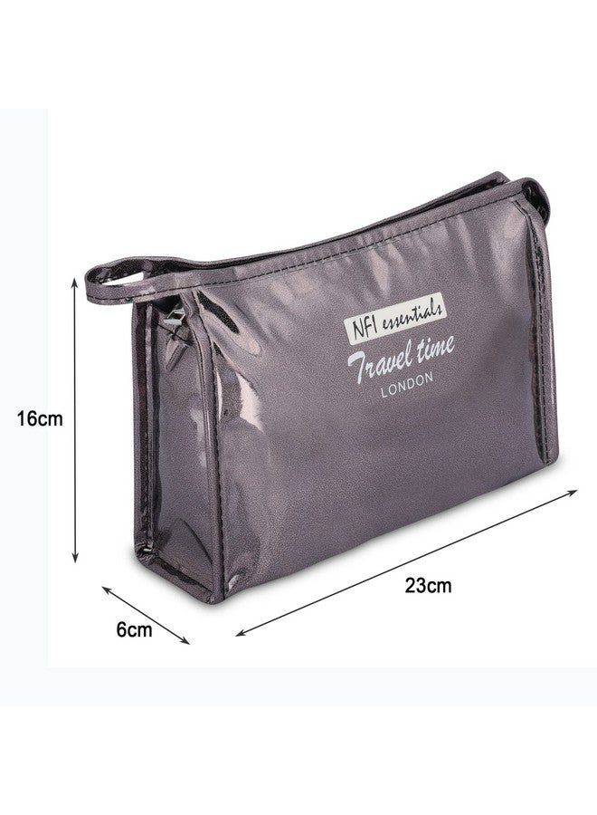 NFI essentials PU Reflective Makeup Pouch for Women, Stylish Pouches for Makeup Accessories & Travel Organiser, Cosmetic Pouch, Toiletry Make up Bag - Image 4