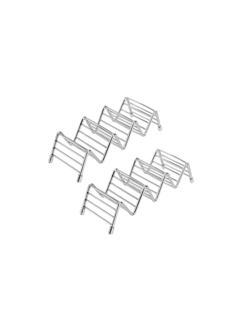 SYOSI 2 Pcs Taco Stainless Steel Holder, Wave Shaped Taco Tray Can Hold 3 or 4 Tacos or Baking Snacks Cakes for Restaurant Bar Parties  - Image 1