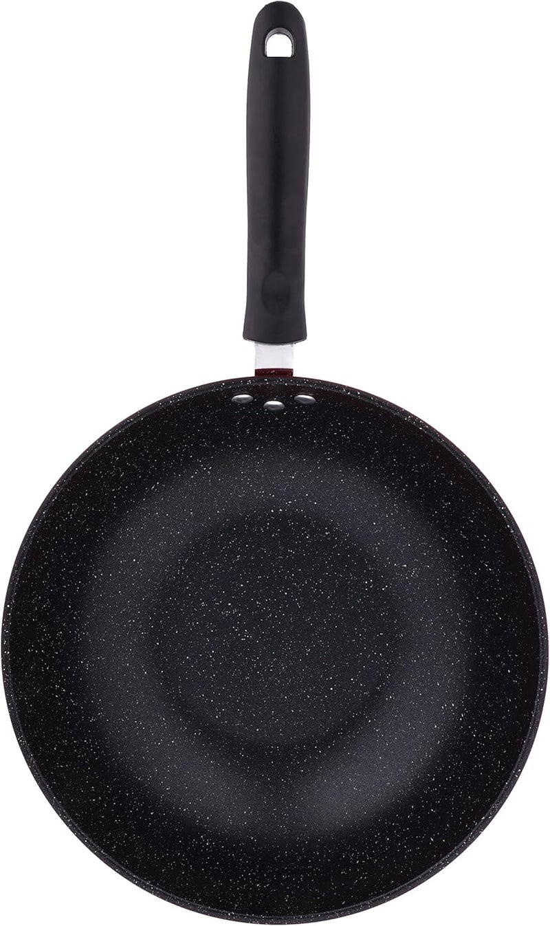 مقلاة غير لاصقة، 30 سم، أسود وأحمر، قاعدة من الفولاذ المقاوم للصدأ، سهلة التنظيف - Image 5