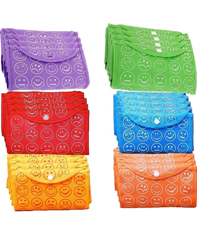 AT Ankit Traders Ankit Traders AT Multicolor Shopping Bag Pack of 24 | Grocery, Vegetable Foldable Non-Woven Fabric, Eco-Friendly Washable Reusable Tote Hand Bag with One Small Pocket | Return Gift For Women - Image 2
