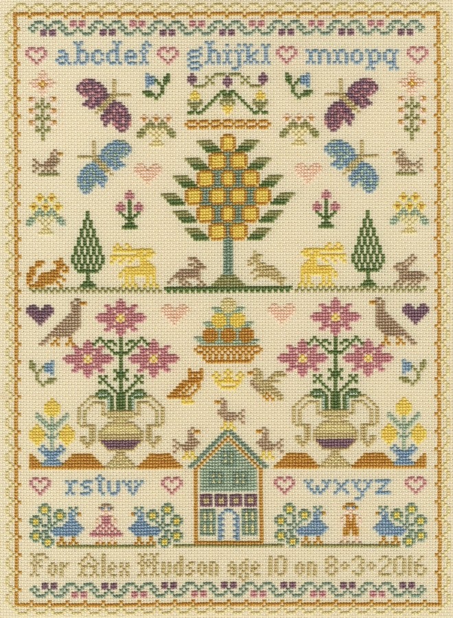 Bothy Threads Counted Cross Stitch Kit The Birthday Sampler, 24x34cm, XS14