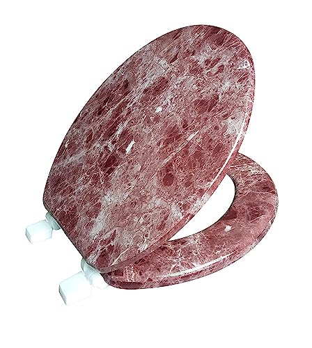 J&V Textiles Round Toilet Seat With Easy Clean & Change Hinge (Burgundy)* - Image 1
